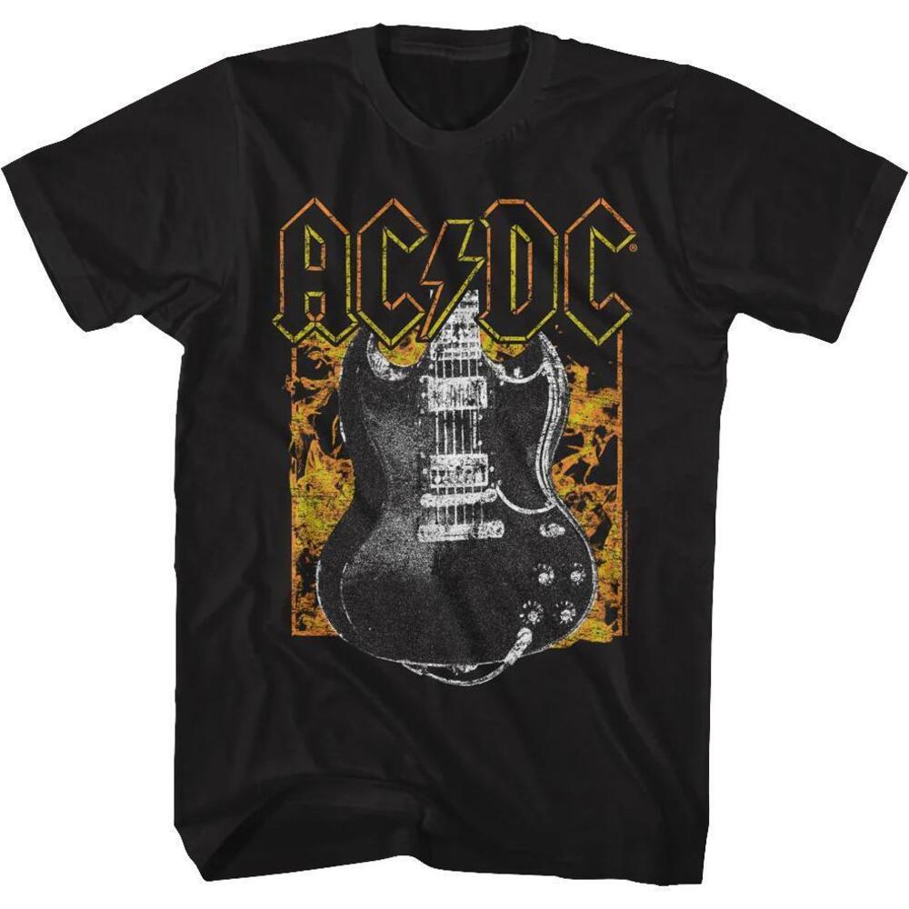 Guitar And Flames Acdc Shirt